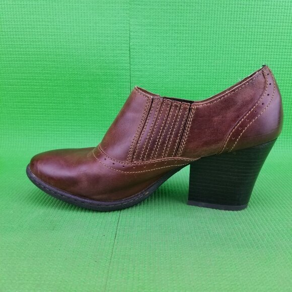 ✅BOC Brown Leather Ankle Booties Block Heels Womens 9.5 INSOLES LIFTING + DAMAGE - Picture 12 of 12